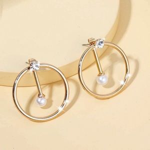Gold Circles w/Crystal Jacket Earrings